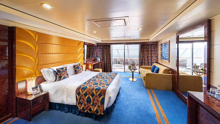 Relax in the lavish and comfortable MSC luxury suite.